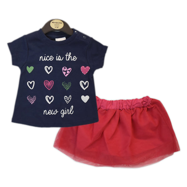 Heart print shirts with skirt